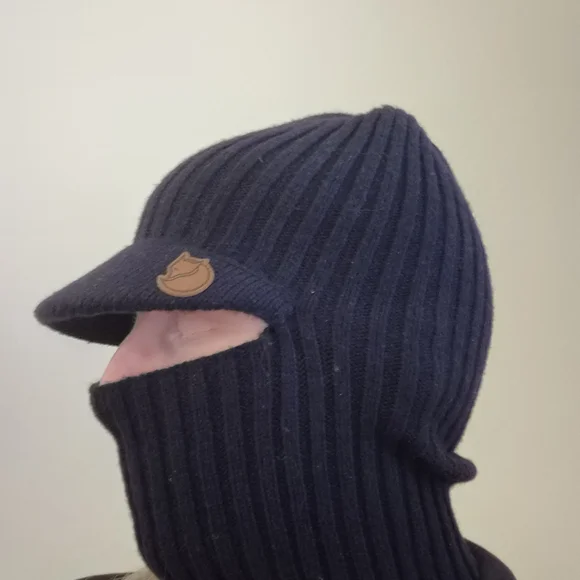 Fjallraven Blue Ribbed Knit Balaclava Hat - Picture 3 of 5